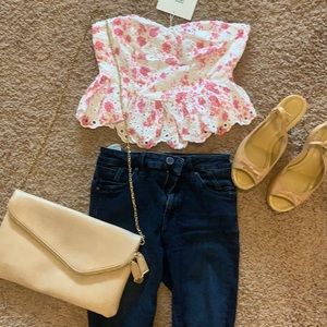 Strapless Floral Crop Top 💕